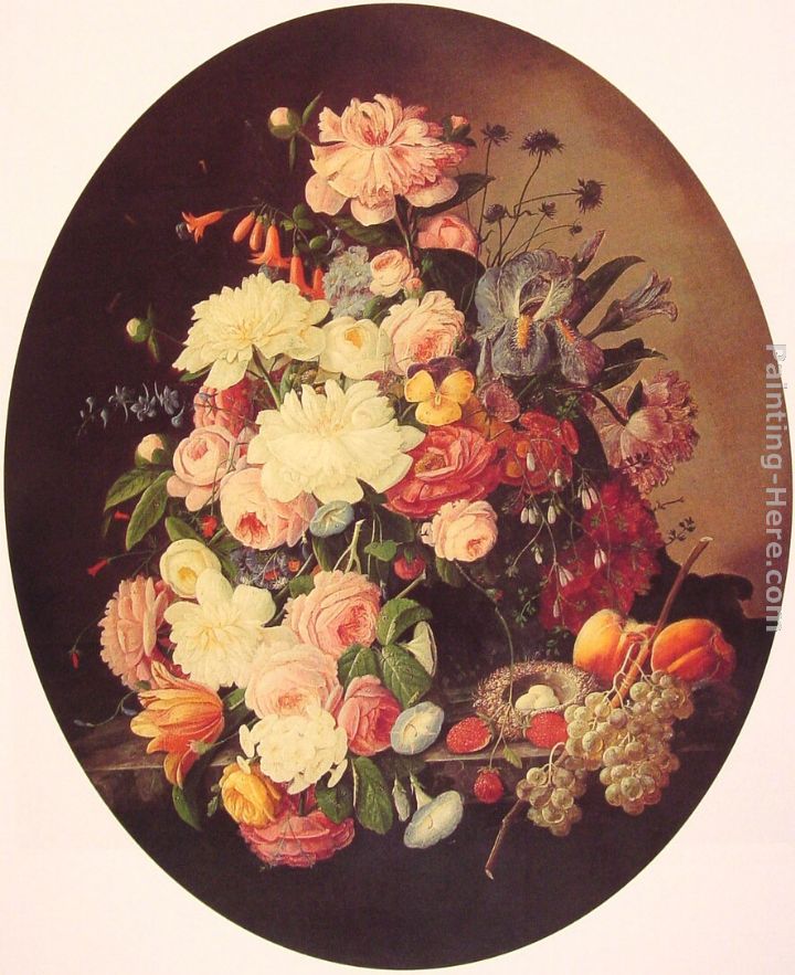 Still Life with Flowers Oval painting - Severin Roesen Still Life with Flowers Oval art painting